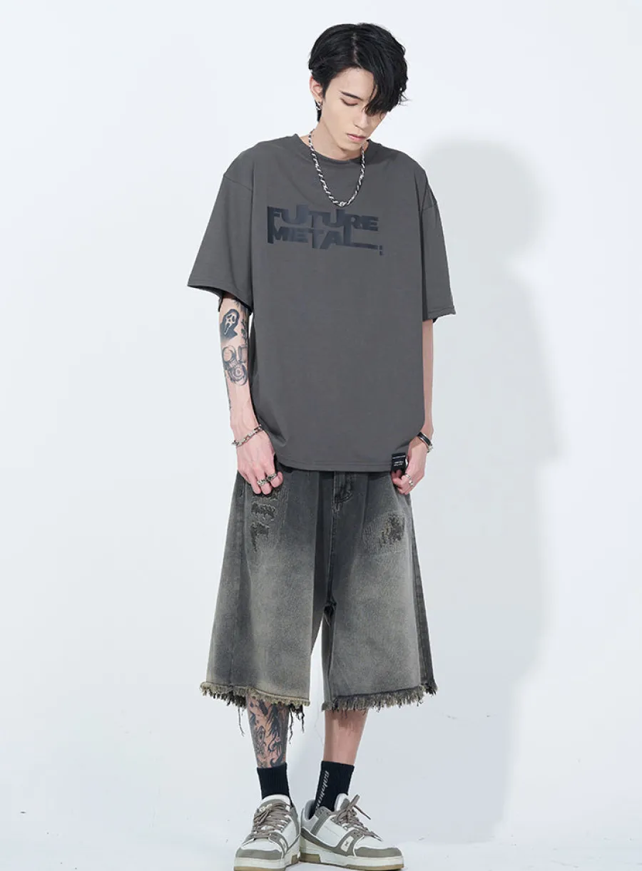 Fashion Vintage Raw Edge Denim Shorts Shorts